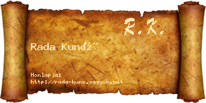 Rada Kunó névjegykártya